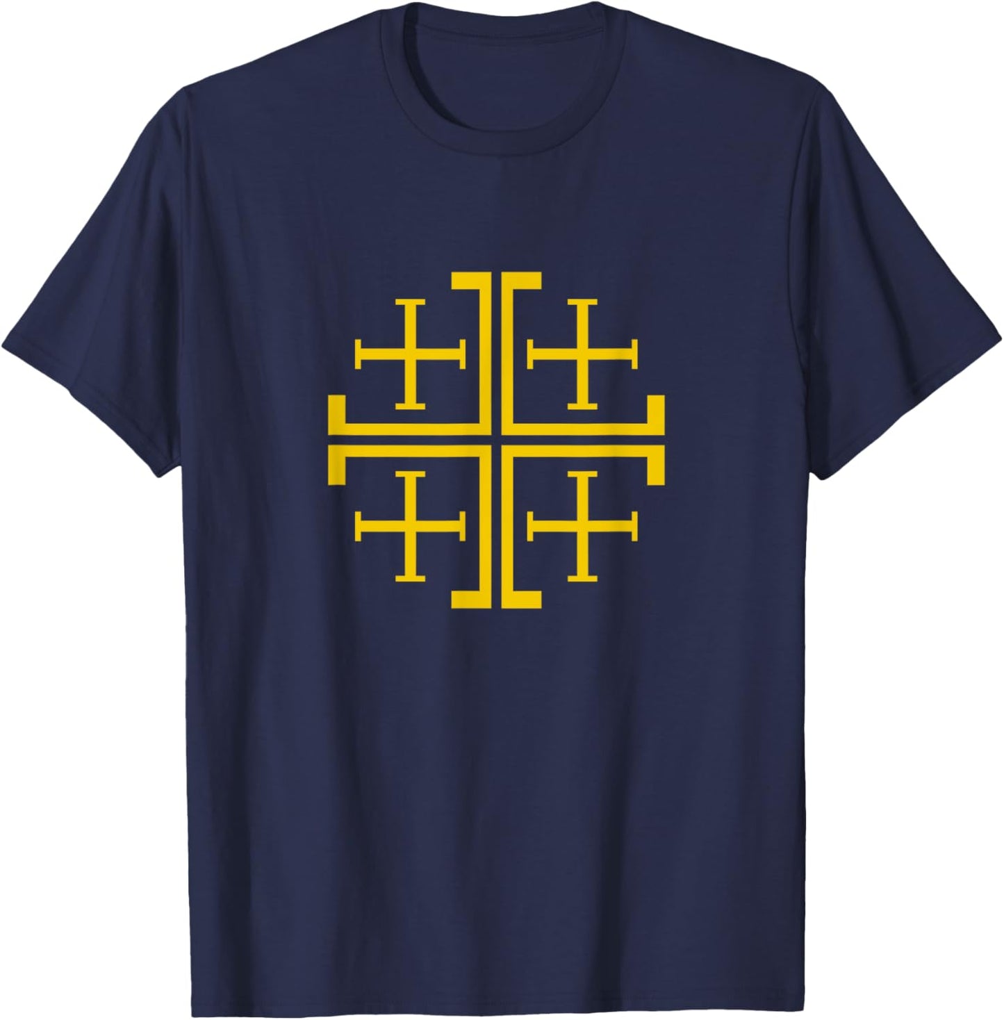 Gold Jerusalem Cross J-Cross Christian design T-Shirt - T-Shirt | Navy