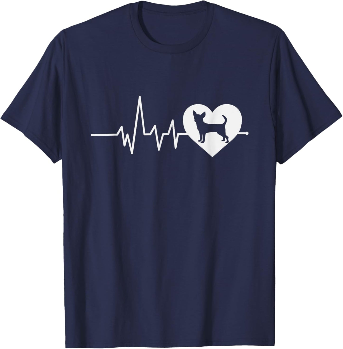 Chihuahua Dog Lovers Men Women Gift Chihuahua Heartbeat T-Shirt - T-Shirt | Navy
