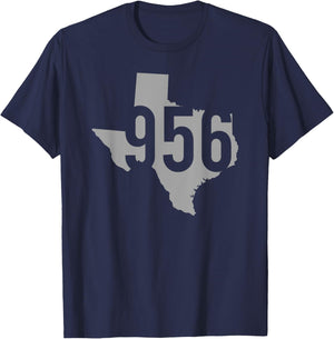 956 Area Code, Laredo, Brownsville, McAllen, Texas T-Shirt - T-Shirt | Navy