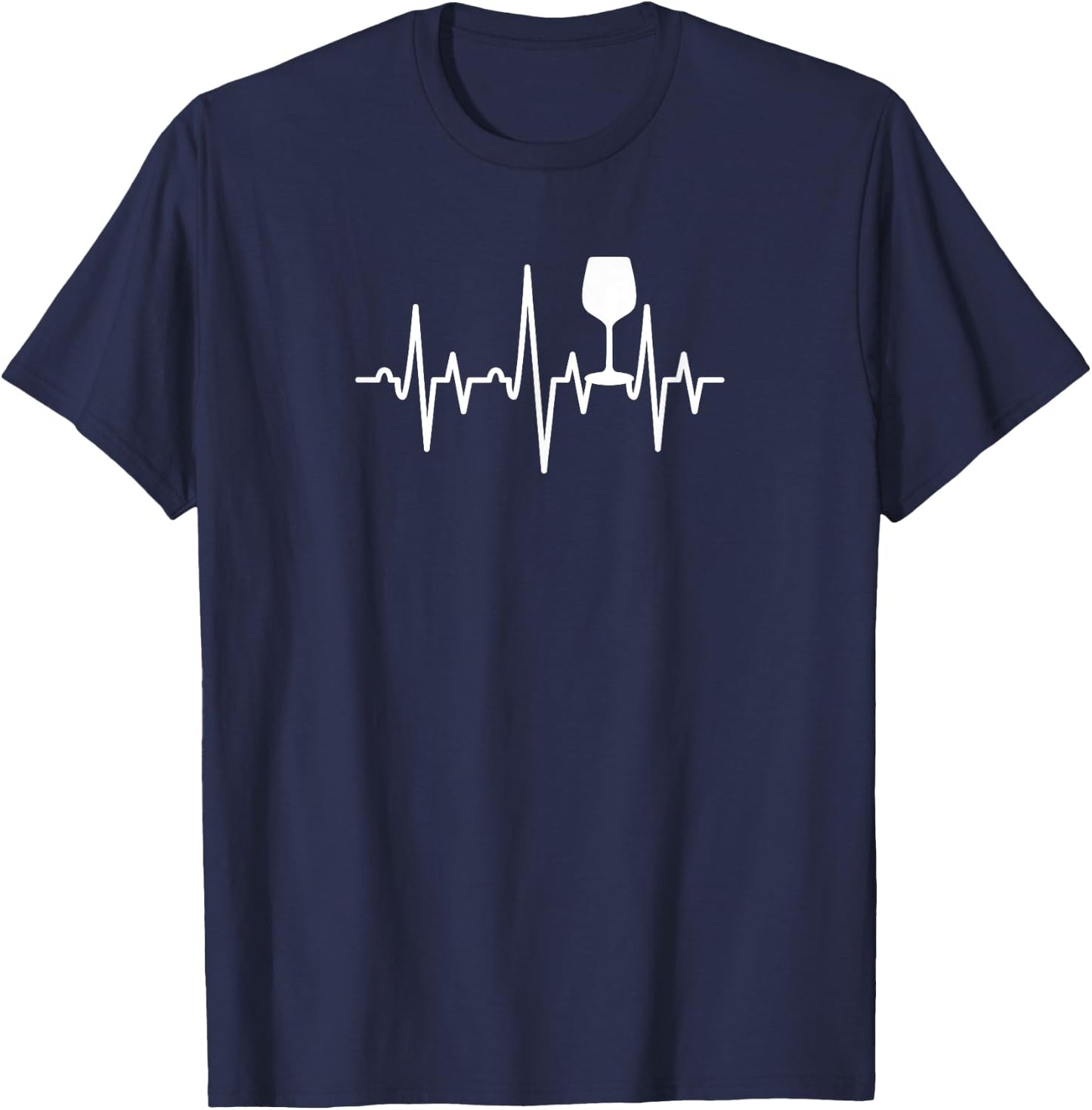Wine Heartbeat Cute Wine Lover Gift Sommelier Mom T-Shirt - T-Shirt | Navy