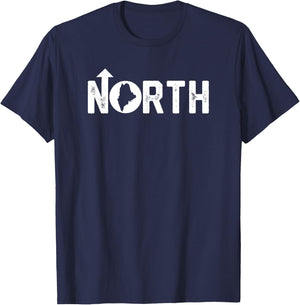 Vintage Up North Maine State Map T-Shirt - T-Shirt | Navy