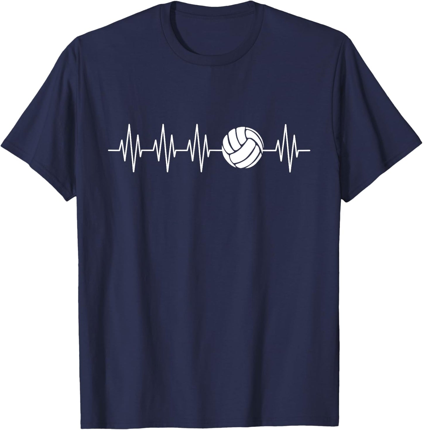 Funny Heartbeat Volleyball Player Athlete Ball Game Outfit T-Shirt - T-Shirt | Navy