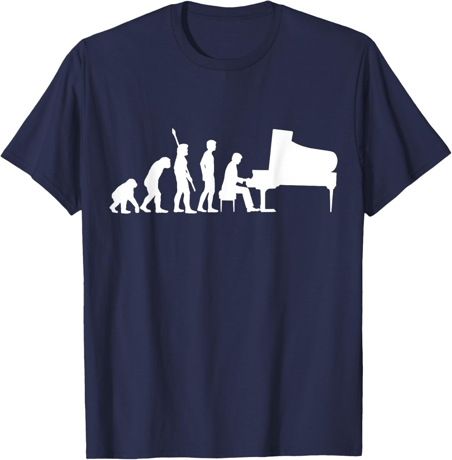 Funny Piano Player Pianist Musician Saying I Evolution T-Shirt - T-Shirt | Navy