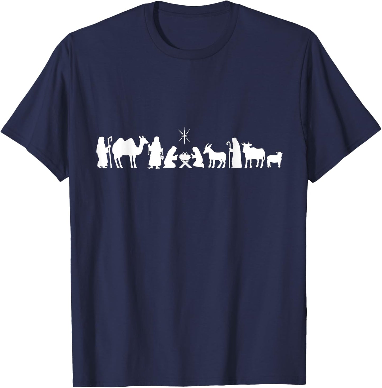 Oh Holy Night Nativity Scene Christianity T-Shirt - T-Shirt | Navy