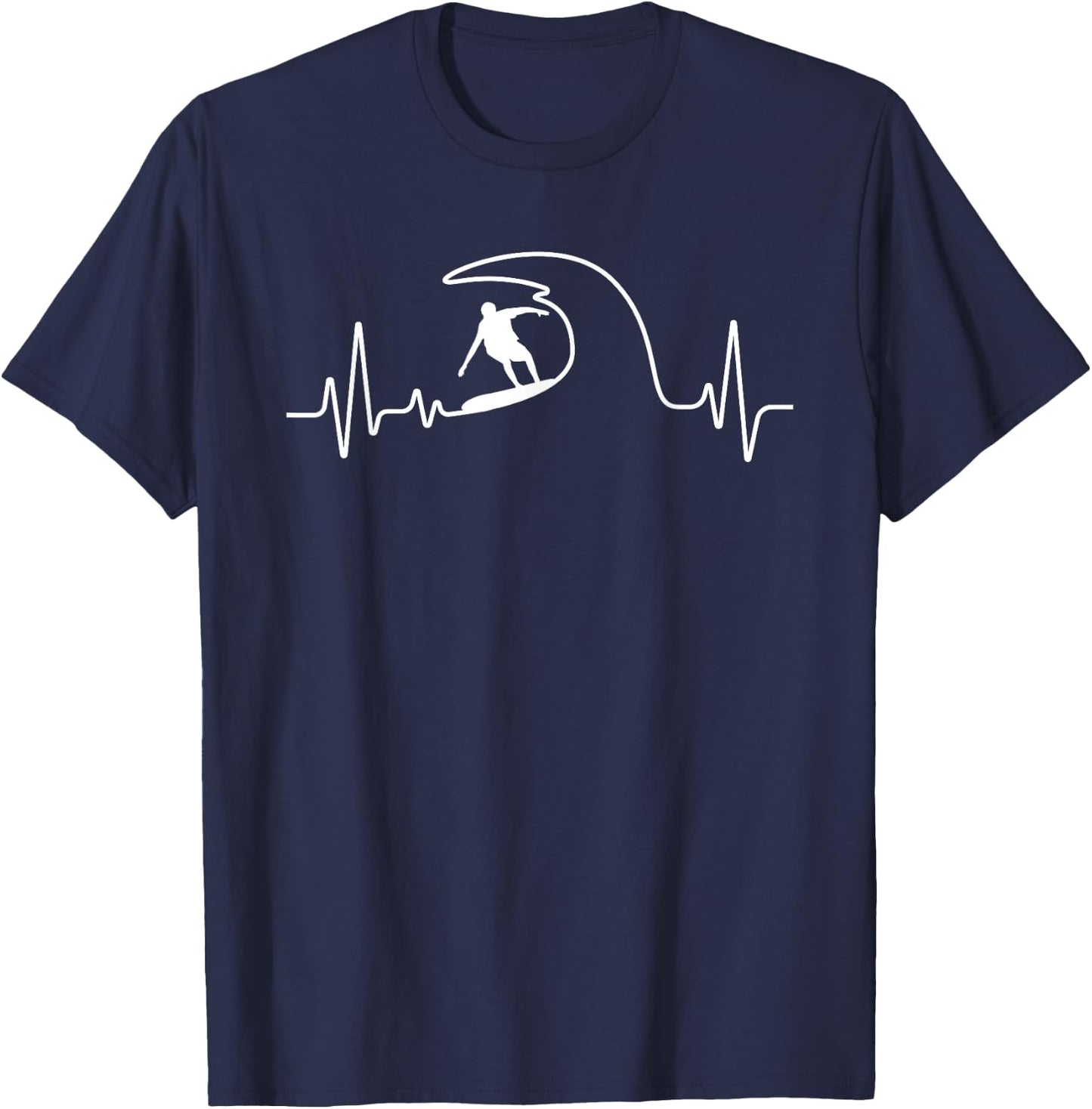 Cool Surfing Women Surfer Surfboard Beach Heartbeat T-Shirt - T-Shirt | Navy
