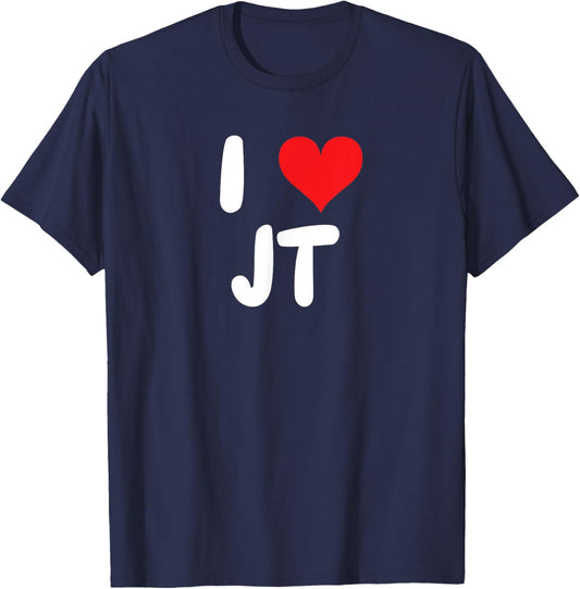 I Love JT - Heart - Name T-Shirt - T-Shirt | Navy