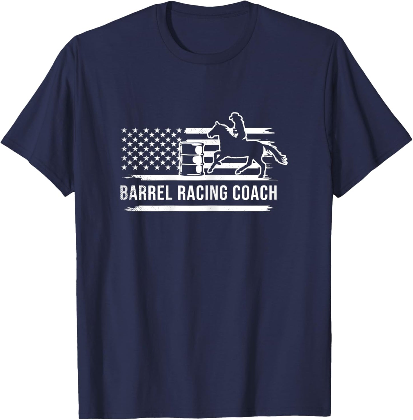 Barrel racing coach vintage flag art theme T-Shirt - T-Shirt | Navy