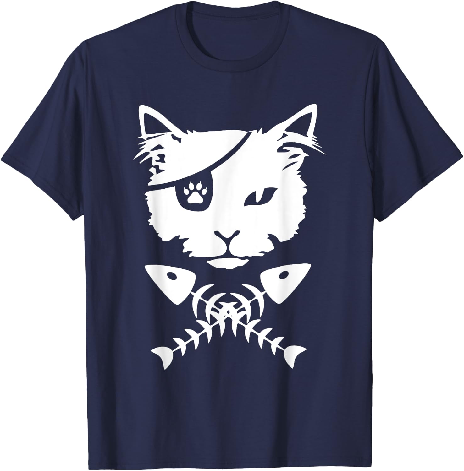 Cute pirate cat funny T-Shirt - T-Shirt | Navy