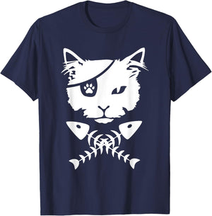Cute pirate cat funny T-Shirt - T-Shirt | Navy