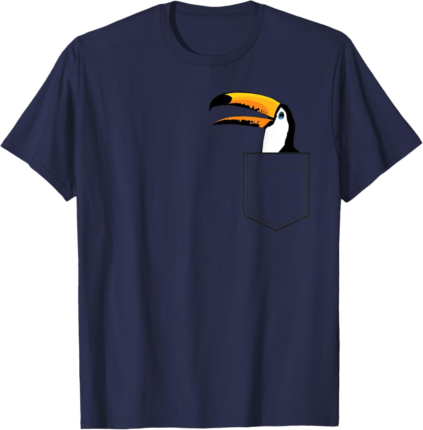 Tiny Toucan Companion: Colorful Pocket Friend T-Shirt - T-Shirt | Navy