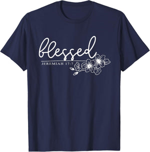 Blessed Jeremiah 17:7, Women Christian Faith, Bible Verse T-Shirt - T-Shirt | Navy