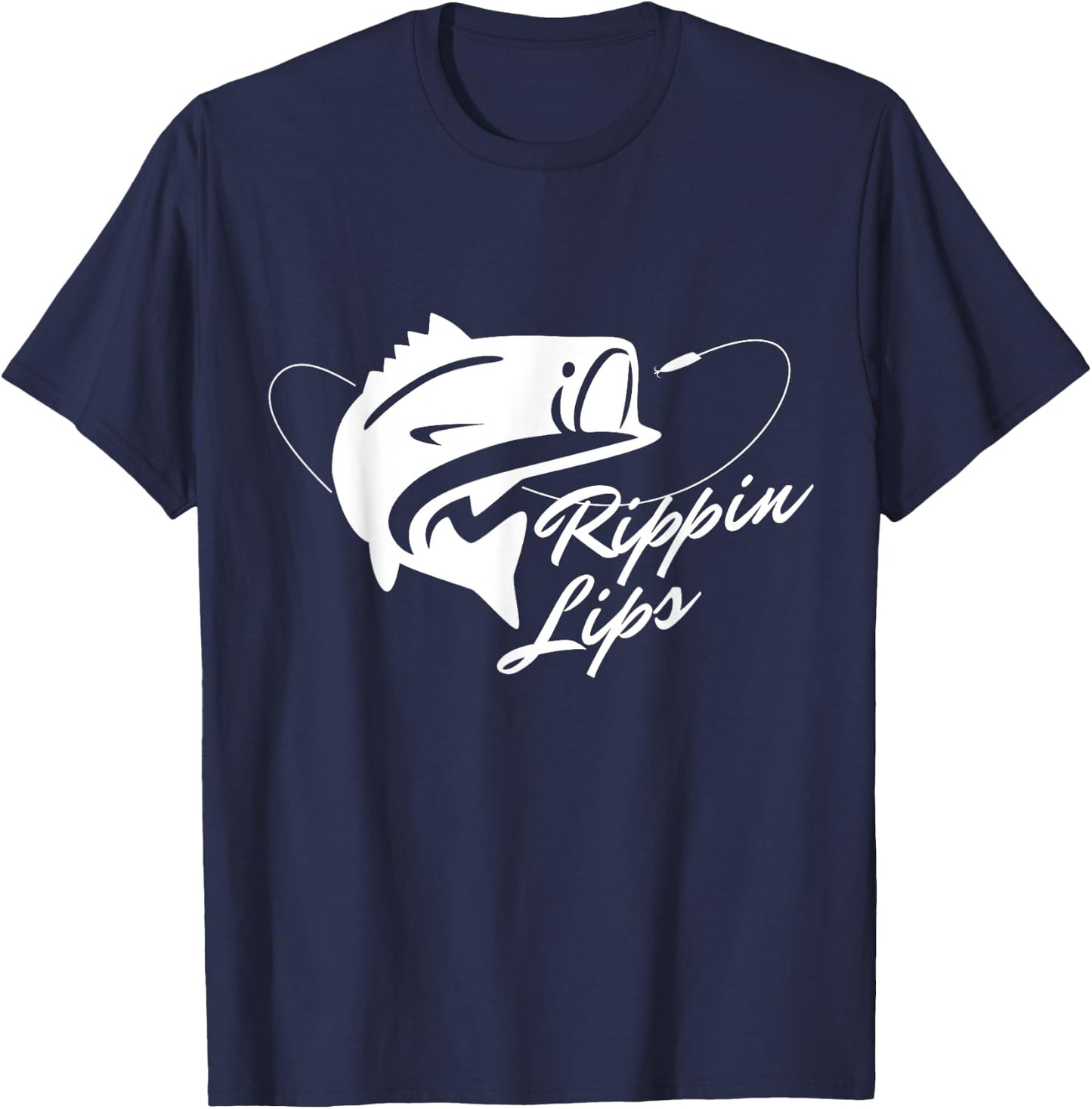 Bass Fishing Rippin' Lips T-Shirt - T-Shirt | Navy
