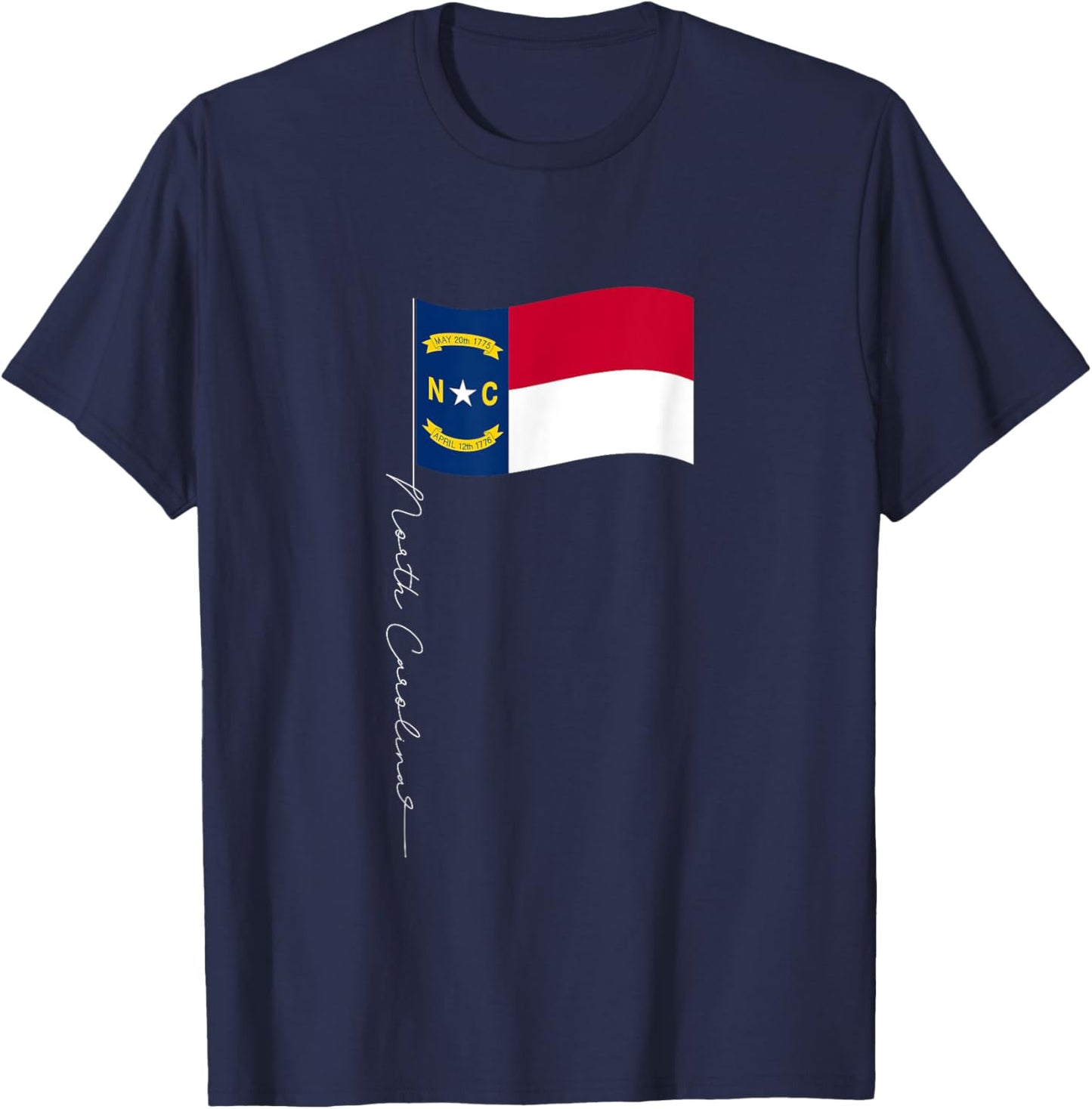 North Carolina Signature Flag Pole - North Carolinian Flag T-Shirt - T-Shirt | Navy