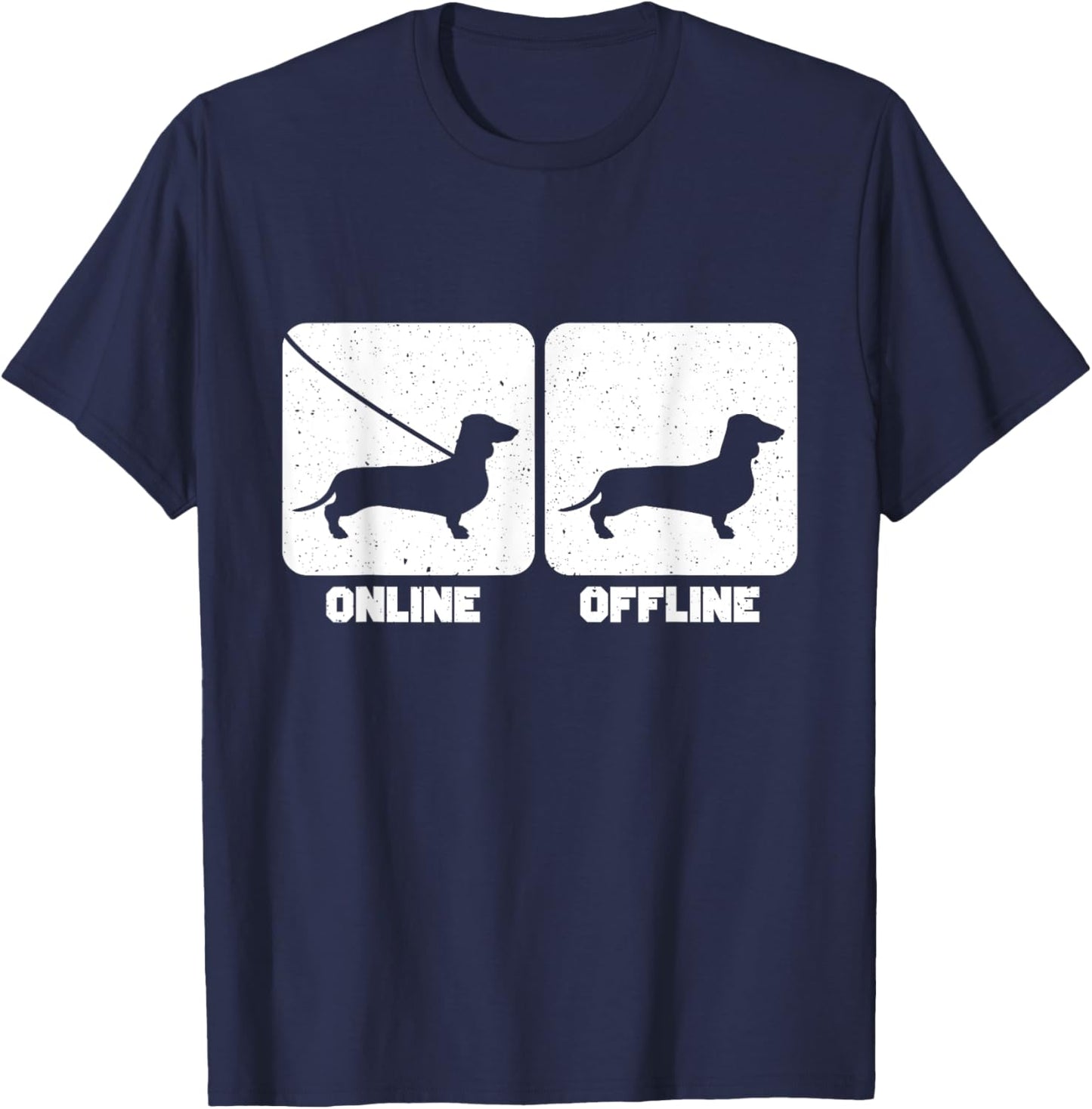Funny Online Offline Dachshund T-Shirt - T-Shirt | Navy