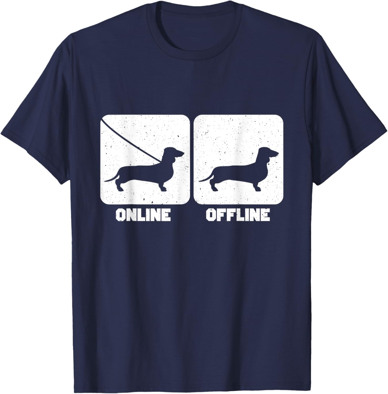 Funny Online Offline Dachshund T-Shirt - T-Shirt | Navy