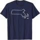 Massachusetts state outline T-Shirt - T-Shirt | Navy