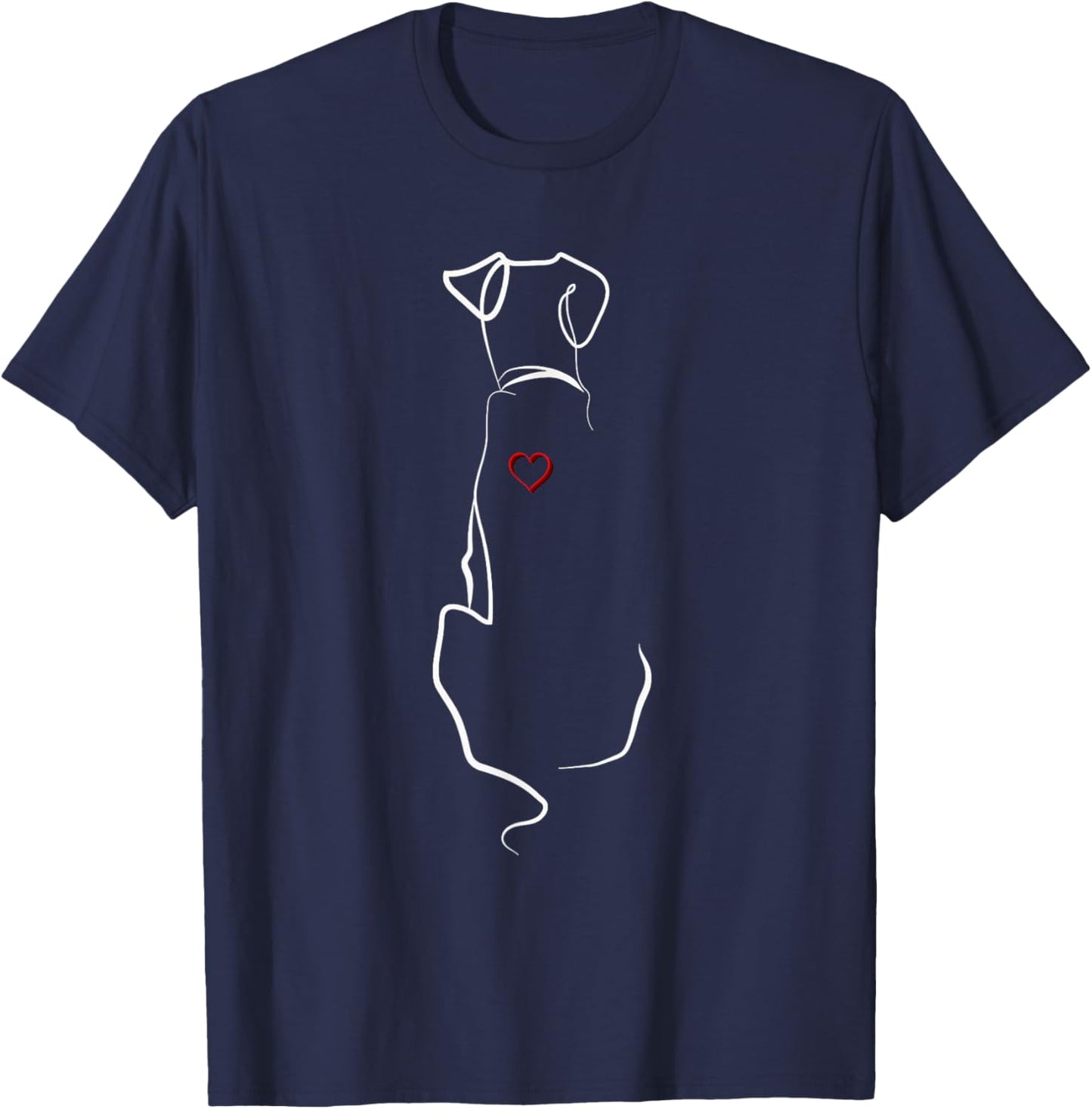 Dog Silhouette Heart Men Women T-Shirt - T-Shirt | Navy