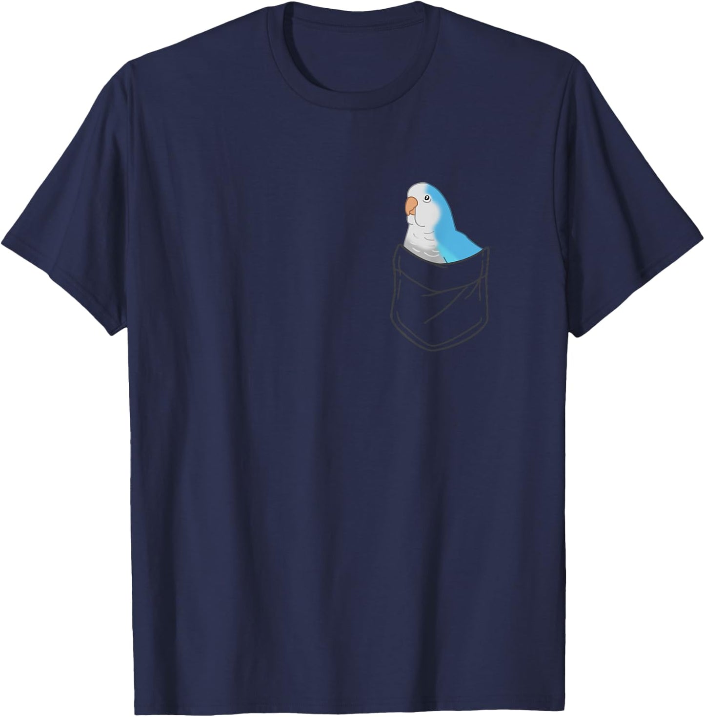Pocket Quaker Parrot Cute Blue Monk Parakeet Birb Memes T-Shirt - T-Shirt | Navy