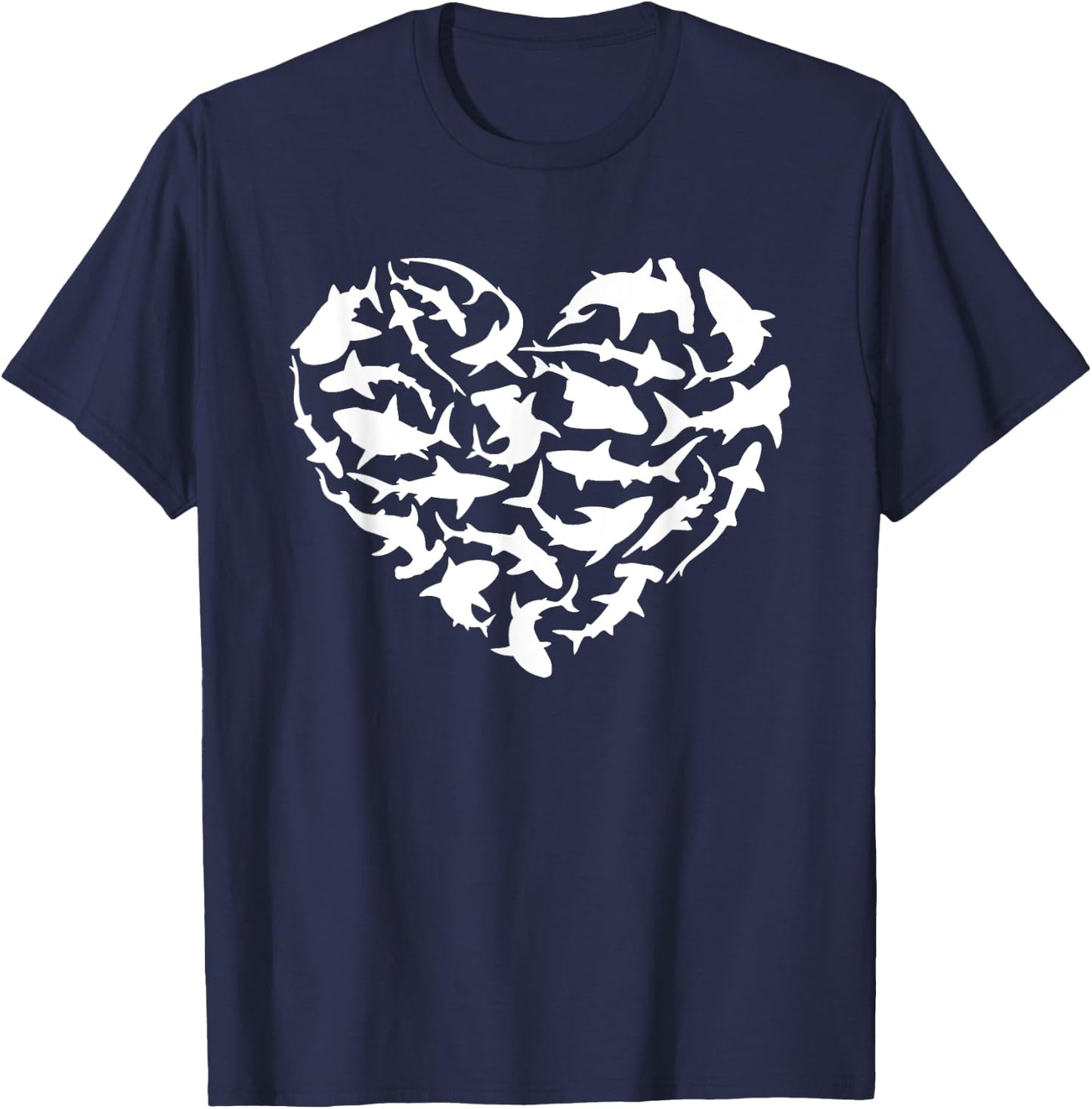 Shark Heart I Love Sharks Shark T-Shirt - T-Shirt | Navy