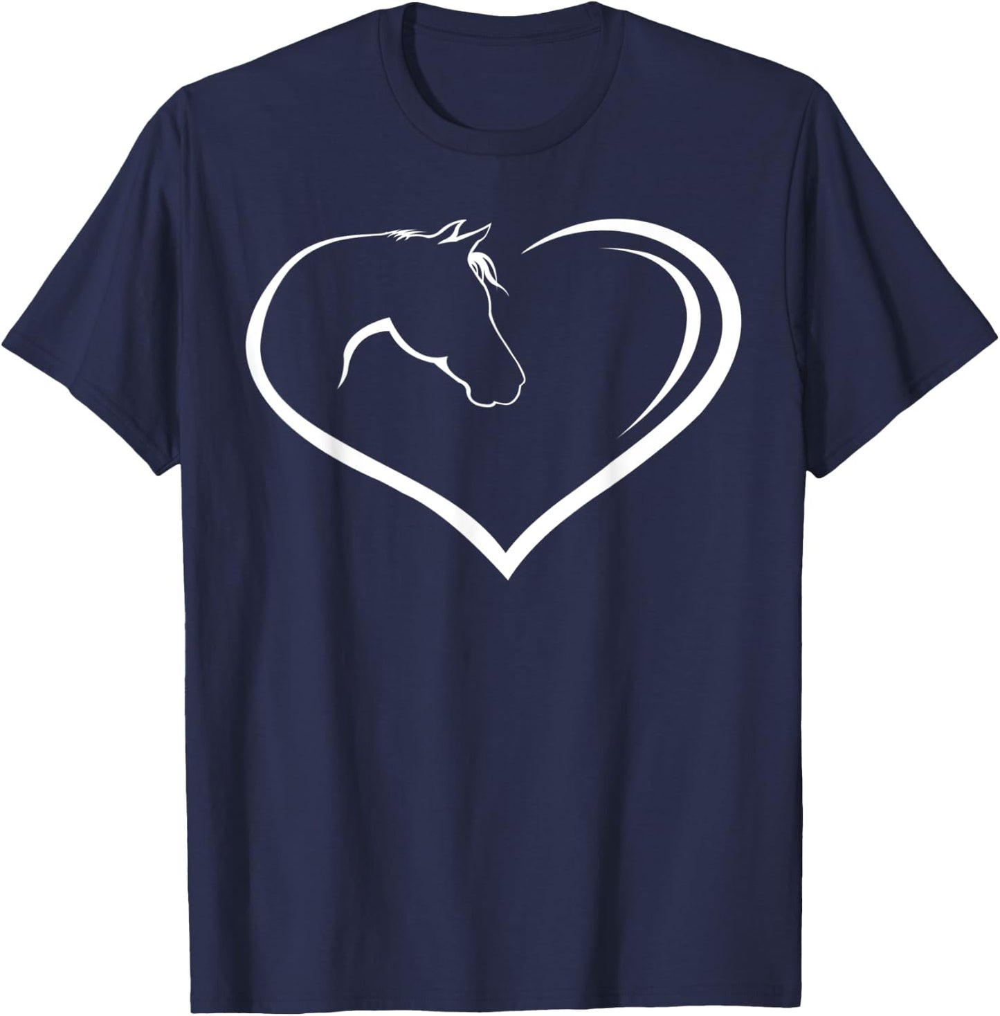 Horse love shirt heart with horse head for rider pony T-Shirt - T-Shirt | Navy