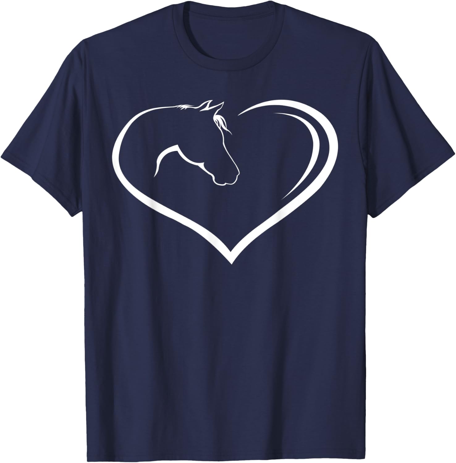 Horse love shirt heart with horse head for rider pony T-Shirt - T-Shirt | Navy