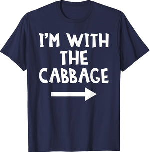 I'm With The Cabbage Funny Matching Couple Halloween Costume T-Shirt - T-Shirt | Navy