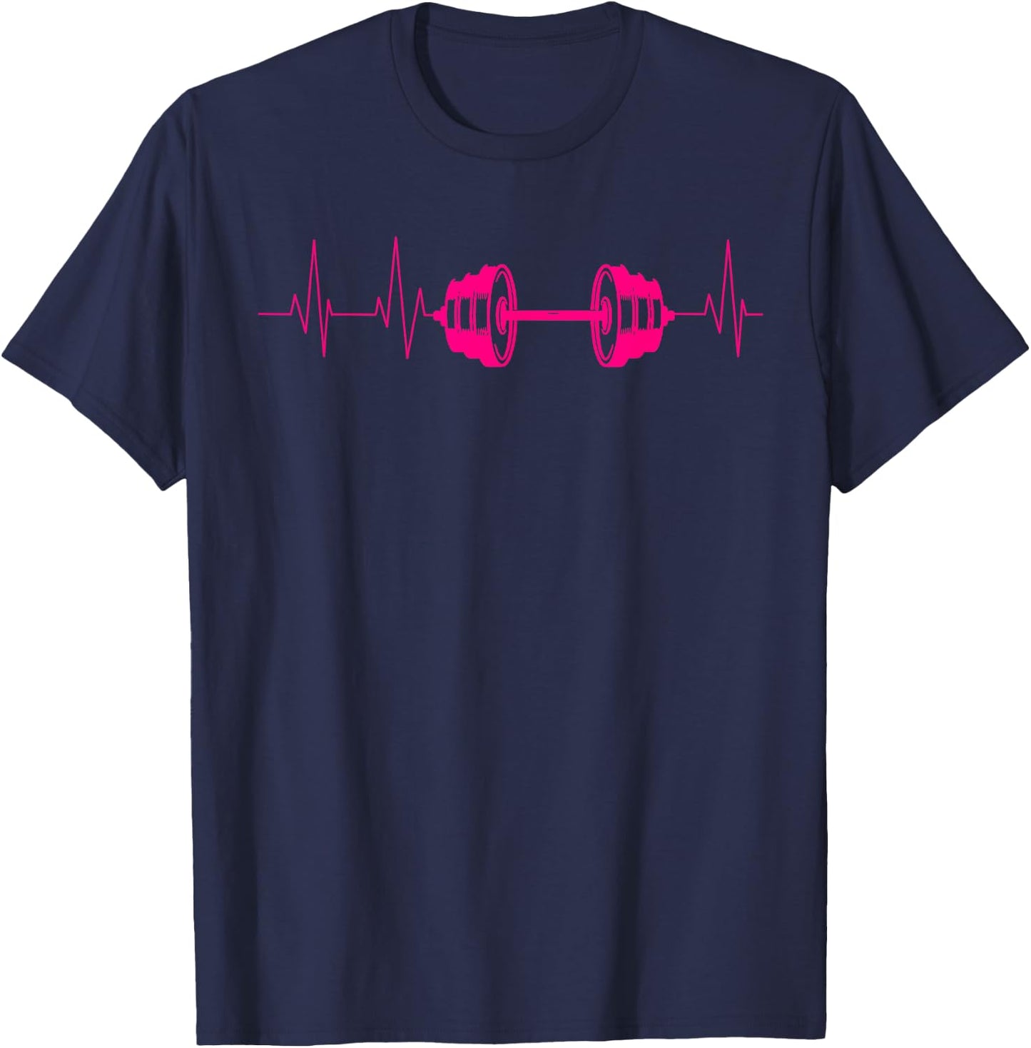 Cute Fitness Lover Gym Workout Heartbeat Designs Barbell Weightlifting Gift Men Women Cool Bodybuilding T-Shirt - T-Shirt | Navy