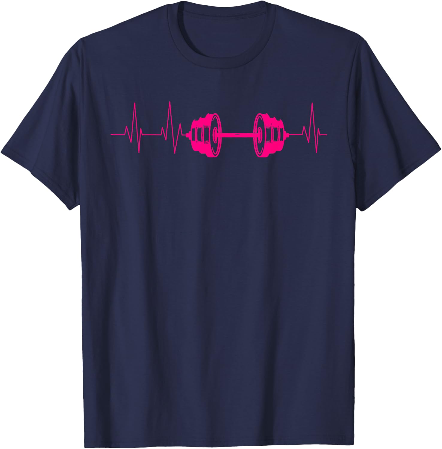 Cute Fitness Lover Gym Workout Heartbeat Designs Barbell Weightlifting Gift Men Women Cool Bodybuilding T-Shirt - T-Shirt | Navy