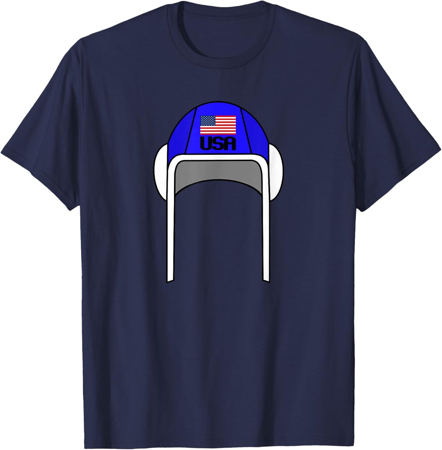 Water Polo Cap with USA Flag | Gift Player and Trainer T-Shirt - T-Shirt | Navy