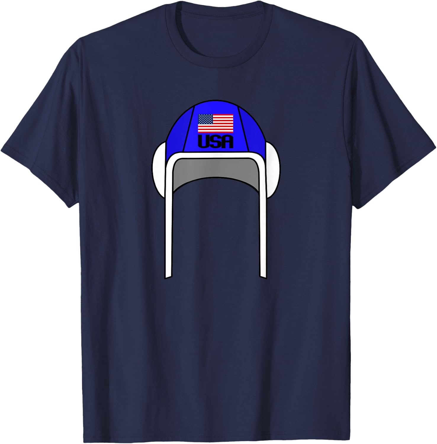 Water Polo Cap with USA Flag | Gift Player and Trainer T-Shirt - T-Shirt | Navy