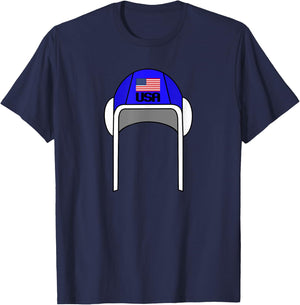 Water Polo Cap with USA Flag | Gift Player and Trainer T-Shirt - T-Shirt | Navy