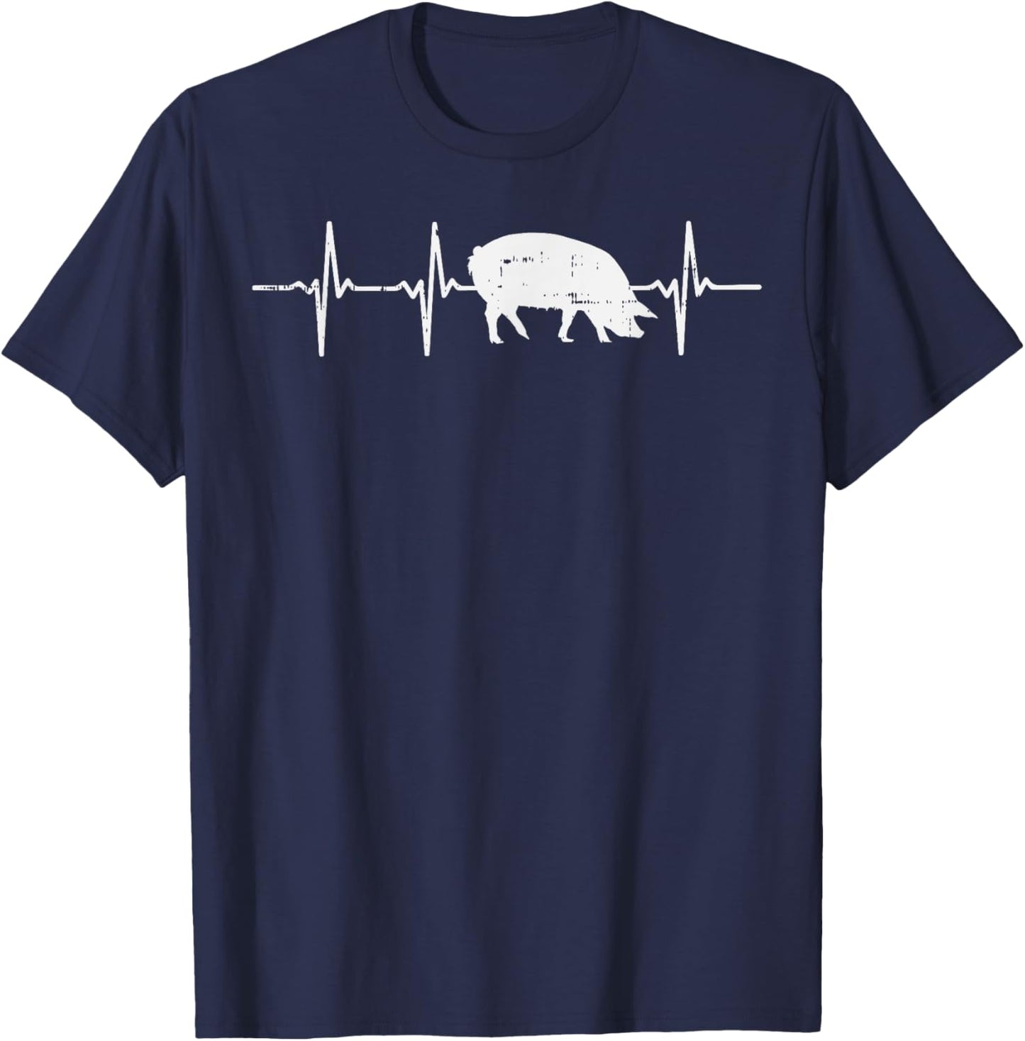 Pig Heartbeat Pulse Farm Animal Farming Life Farmer Gift T-Shirt - T-Shirt | Navy