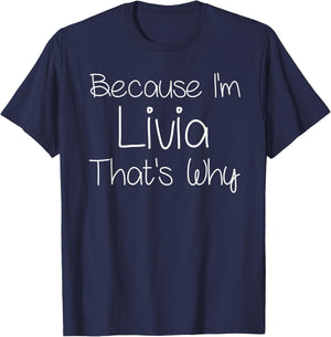LIVIA Funny Personalized Birthday Women Name Gift T-Shirt - T-Shirt | Navy