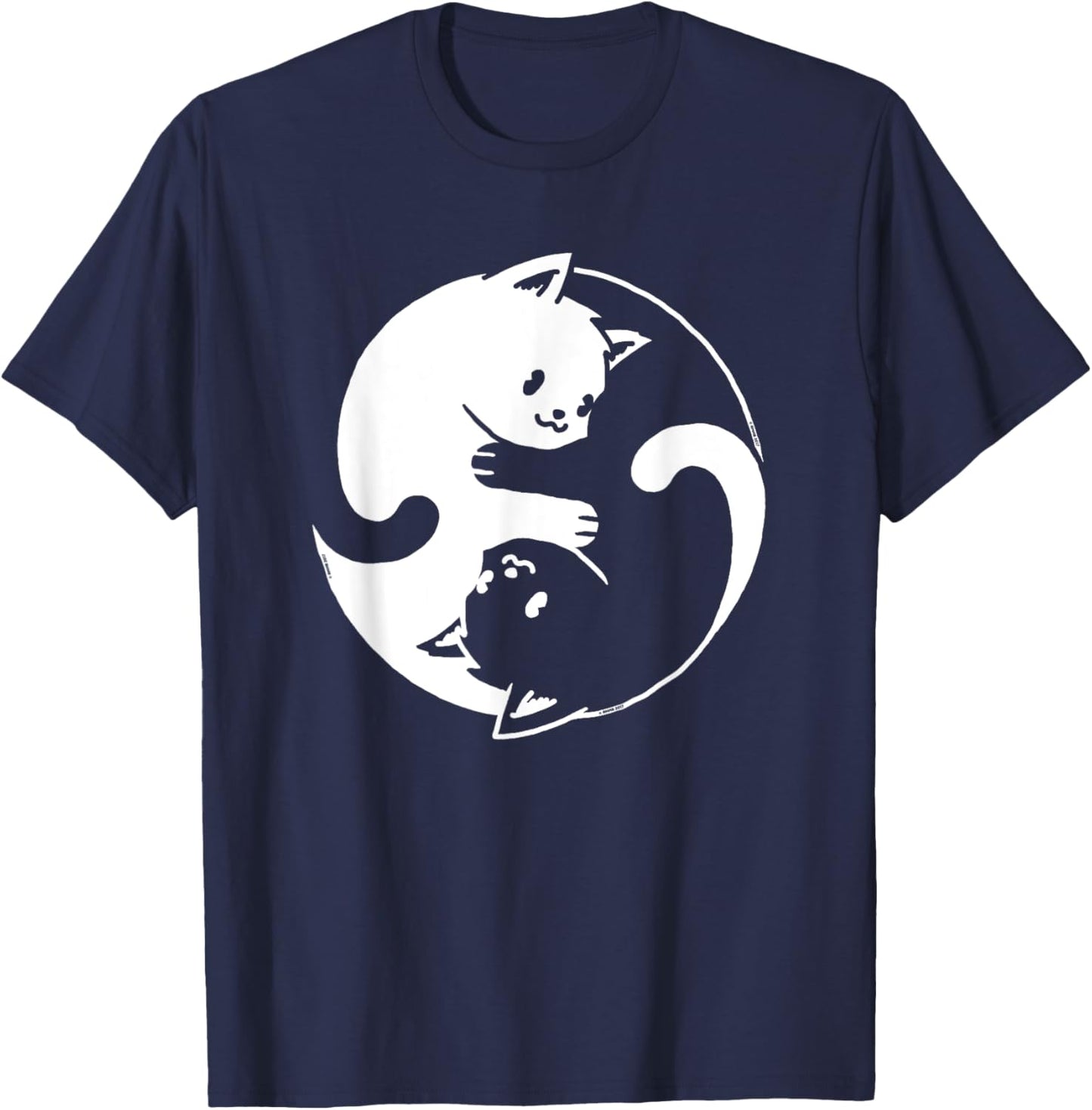 Yin Yang Cat Cute Spirituality Zen Meditation Balance Kitten Men Women Kids T-Shirt - T-Shirt | Navy