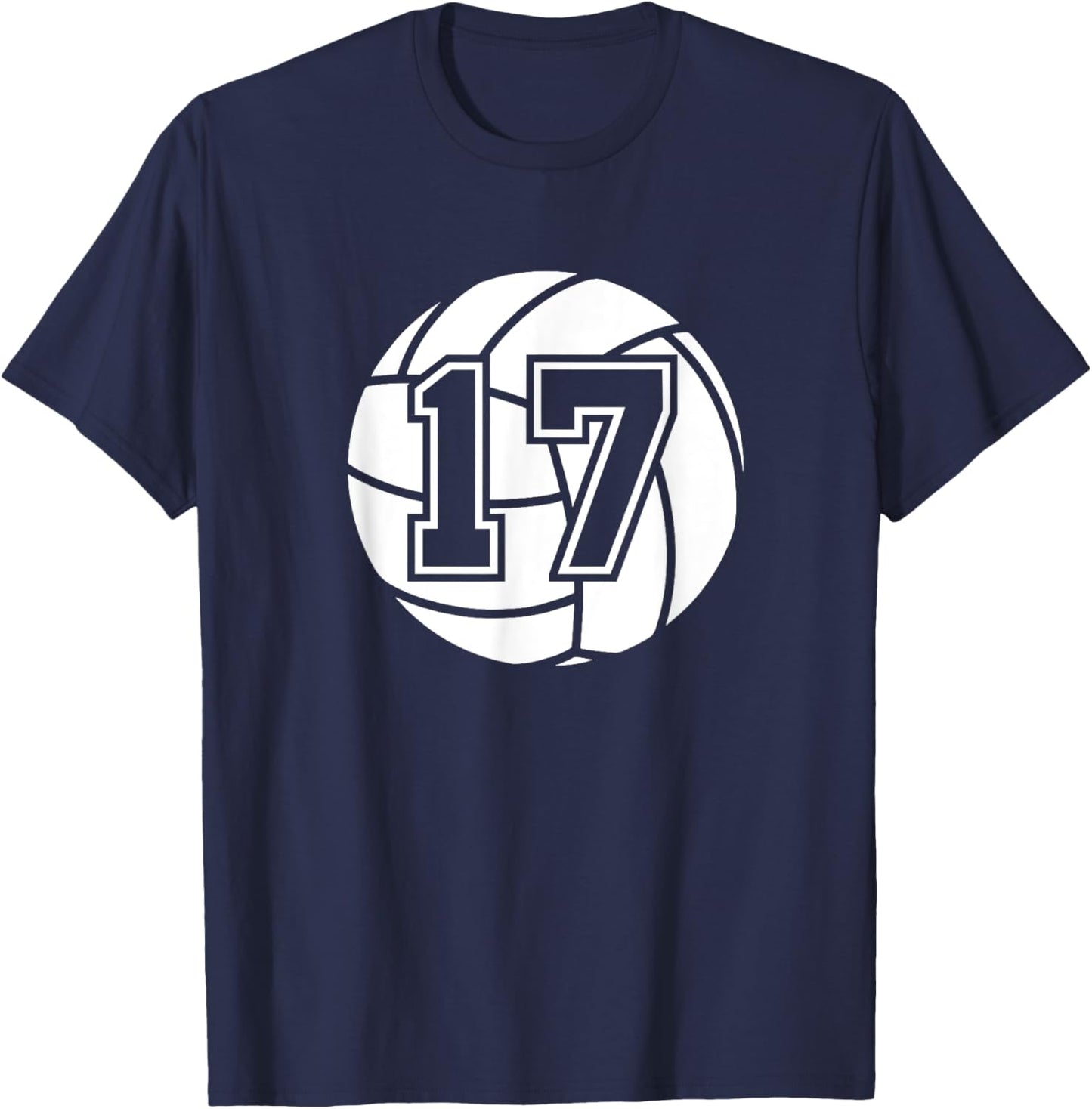 Volleyball Player #17 Volleyball Mom Dad Jersey Number 17 T-Shirt - T-Shirt | Navy