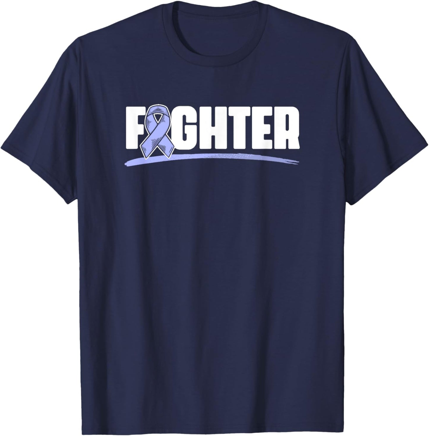 Fighter Esophagus Cancer Purple Esophageal Cancer Awareness T-Shirt - T-Shirt | Navy