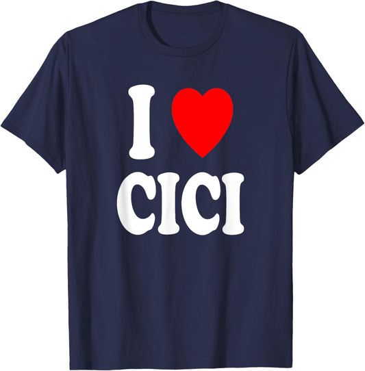 I Heart (Love) Cici Cute Matching Couple Spouse T-Shirt - T-Shirt | Navy
