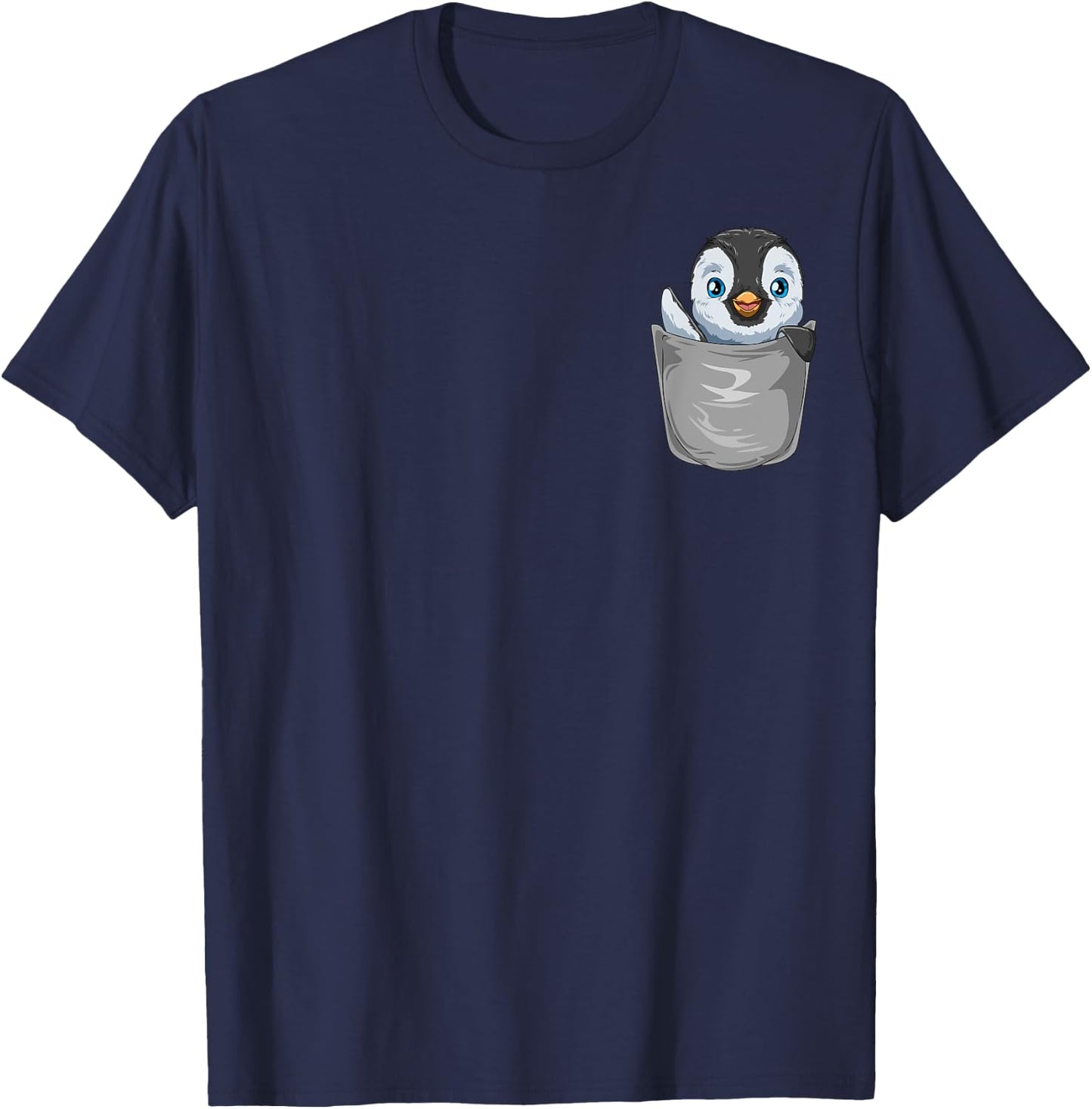 Pocket Penguin Peeking Out Funny Penguin T-Shirt - T-Shirt | Navy
