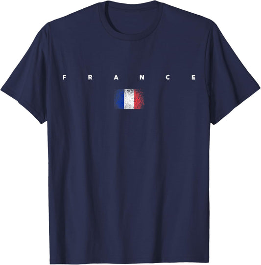 France Flag Pride Vintage /Retro Soccer French Football T-Shirt - T-Shirt | Navy