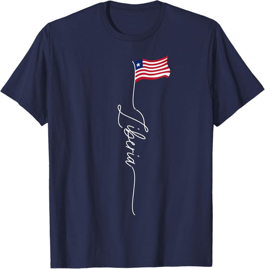 Liberia, Liberia Flag, elegant Liberian Patriotic Flag T-Shirt - T-Shirt | Navy