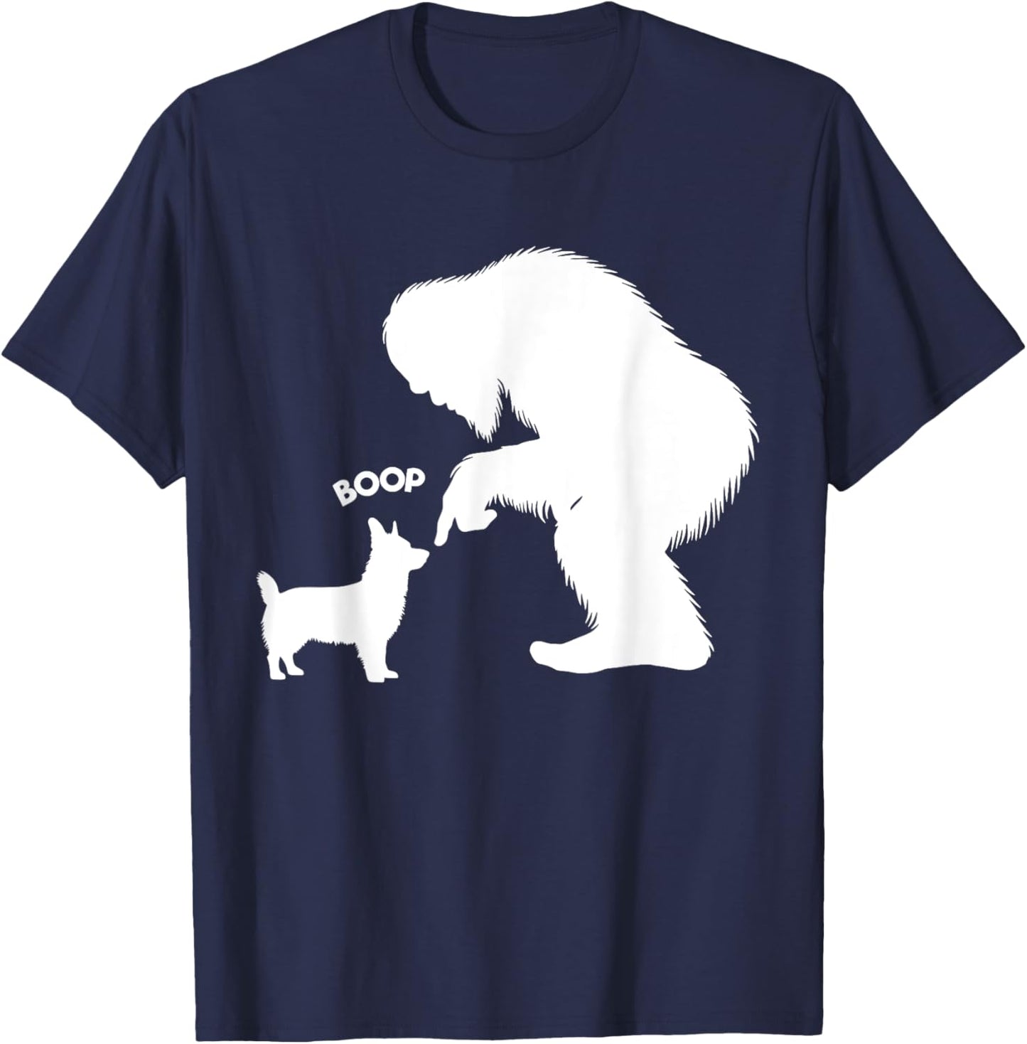 Funny Bigfoot Sasquatch Corgi Boop T-Shirt - T-Shirt | Navy