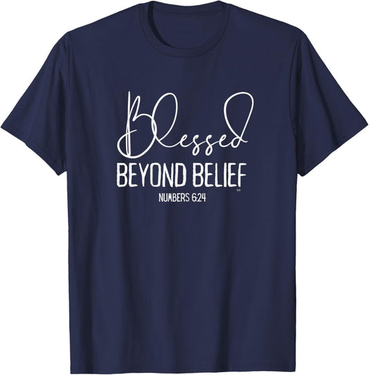 BLESSED BEYOND BELIEF/ Christian Faith Women T-Shirt - T-Shirt | Navy