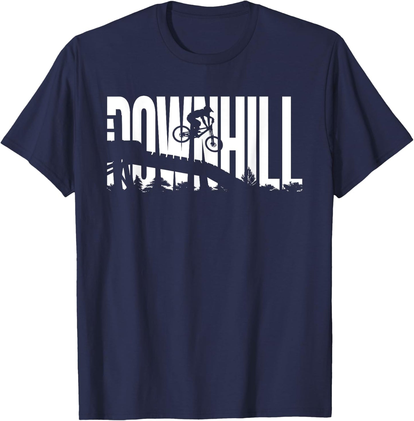 Downhill Silhouette - Downhill Rider Mountainbike Rider MTB T-Shirt - T-Shirt | Navy