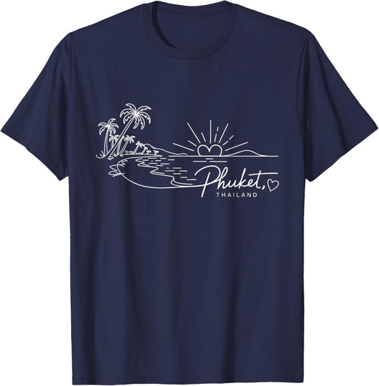 Phuket Thailand Signature Heart Art - Romantic Souvenir T-Shirt - T-Shirt | Navy