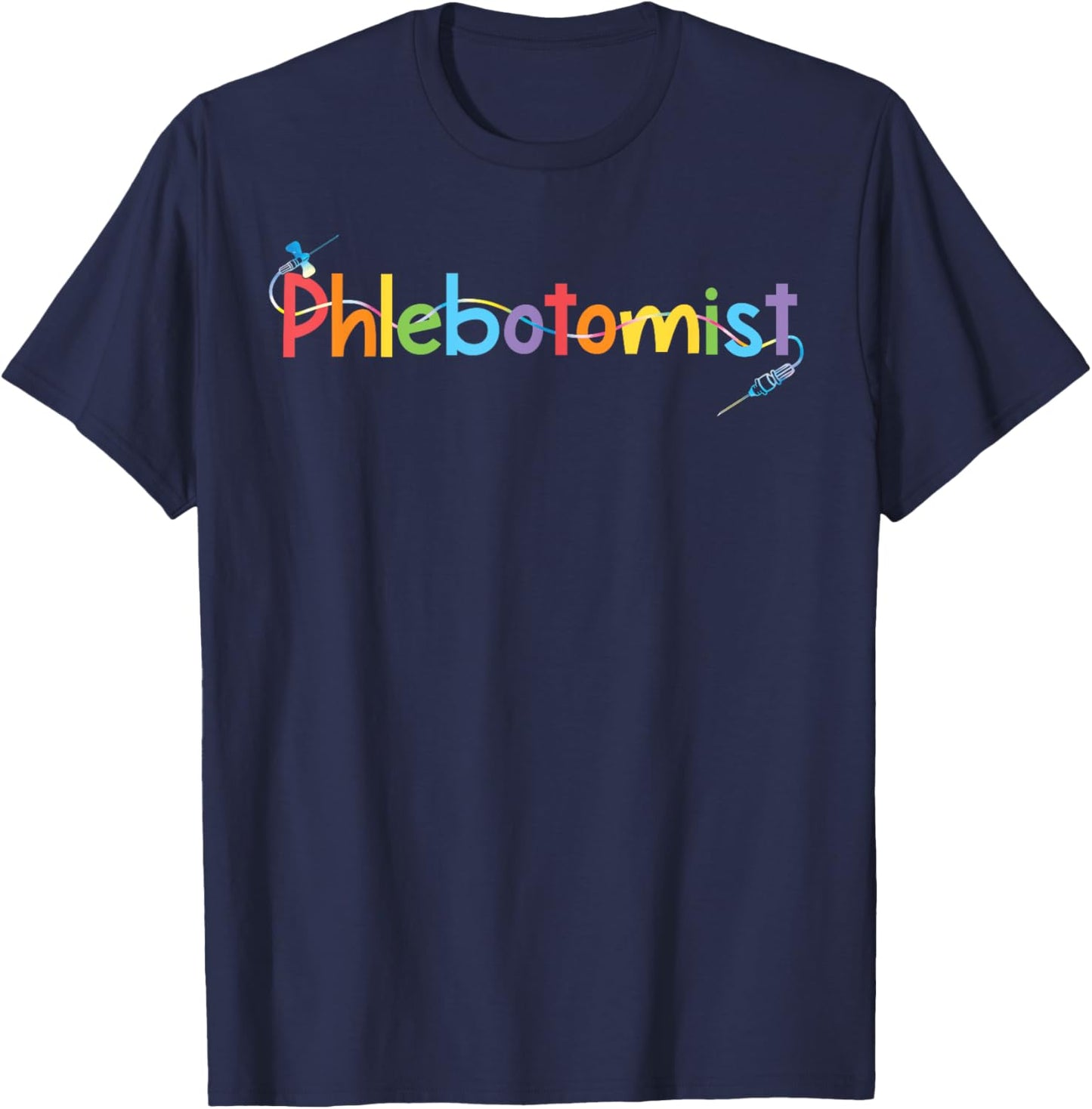 TIE DYE Phlebotomist Phlebotomy Technician Nurse Clinical T-Shirt - T-Shirt | Navy