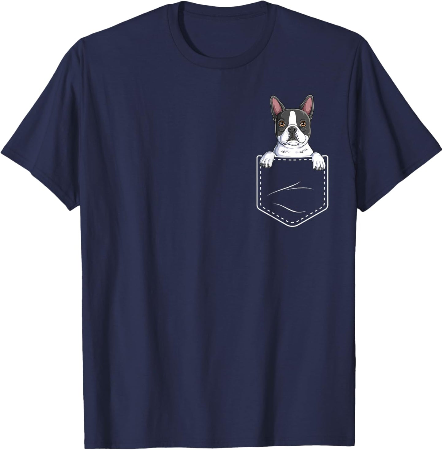 Boston Terrier In The Pocket Cute Boston Terrier Dog Lovers Women Girls Kids T-Shirt - T-Shirt | Navy