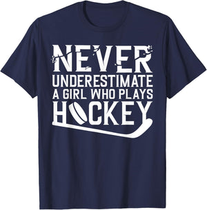 Funny Hockey Girls Ice Hockey Player Hockey Lovers T-Shirt - T-Shirt | Navy