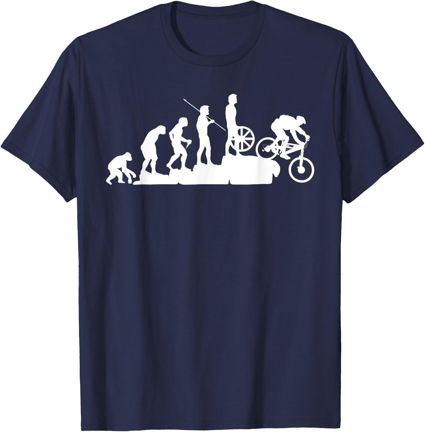 MTB Mountain Biker Evolution Downhill Bike Rider T-Shirt - T-Shirt | Navy