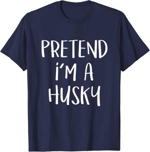 Pretend I'm A Husky Dog Costume Funny Halloween Party Men Women Kids T-Shirt - T-Shirt | Navy