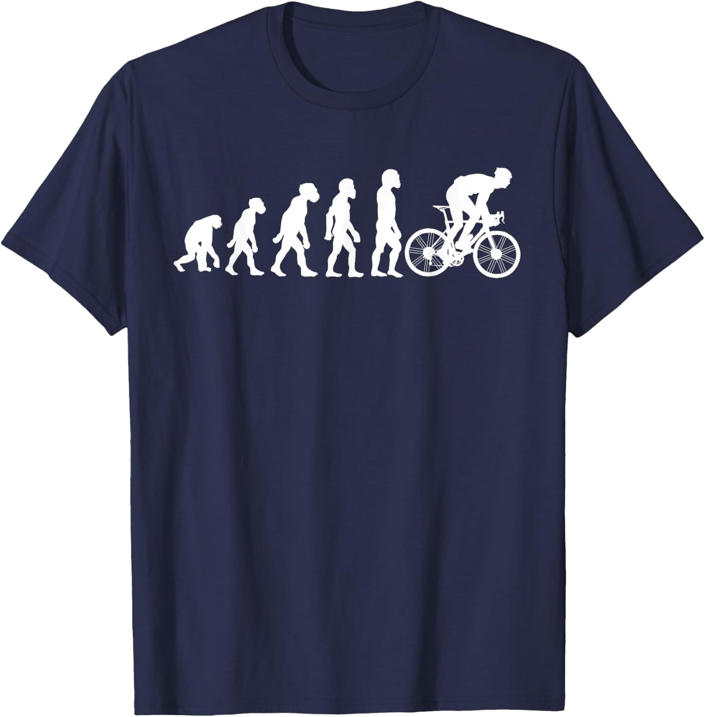 Funny Human Cycling Evolution Athlete Bike Cyclist Biker T-Shirt - T-Shirt | Navy